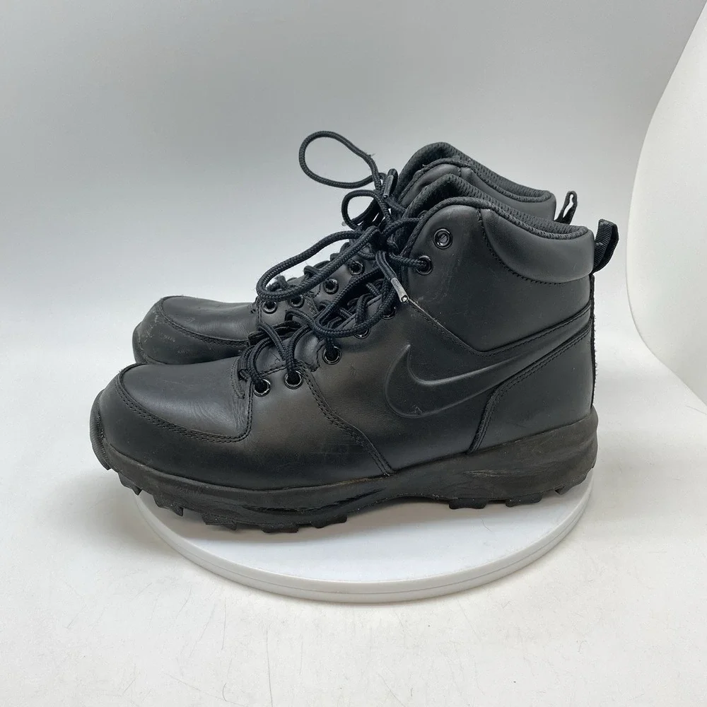 Nike‎ Manoa Boots Mens 9 Triple Black Water Resistant 454350-003 Black Leather